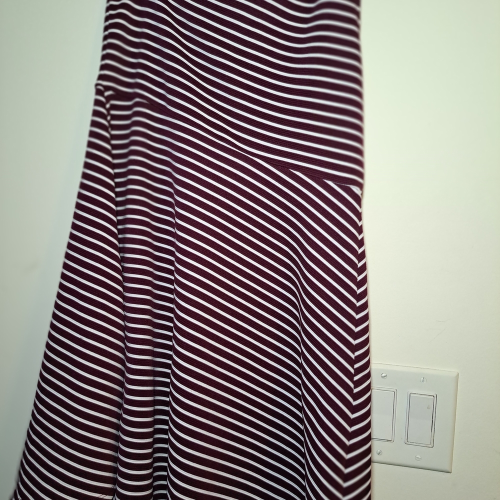 Cream and Red A-Line Midi Skirt for Work
